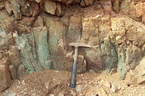 Copper mineralization in outcrop - Sombrero Butte