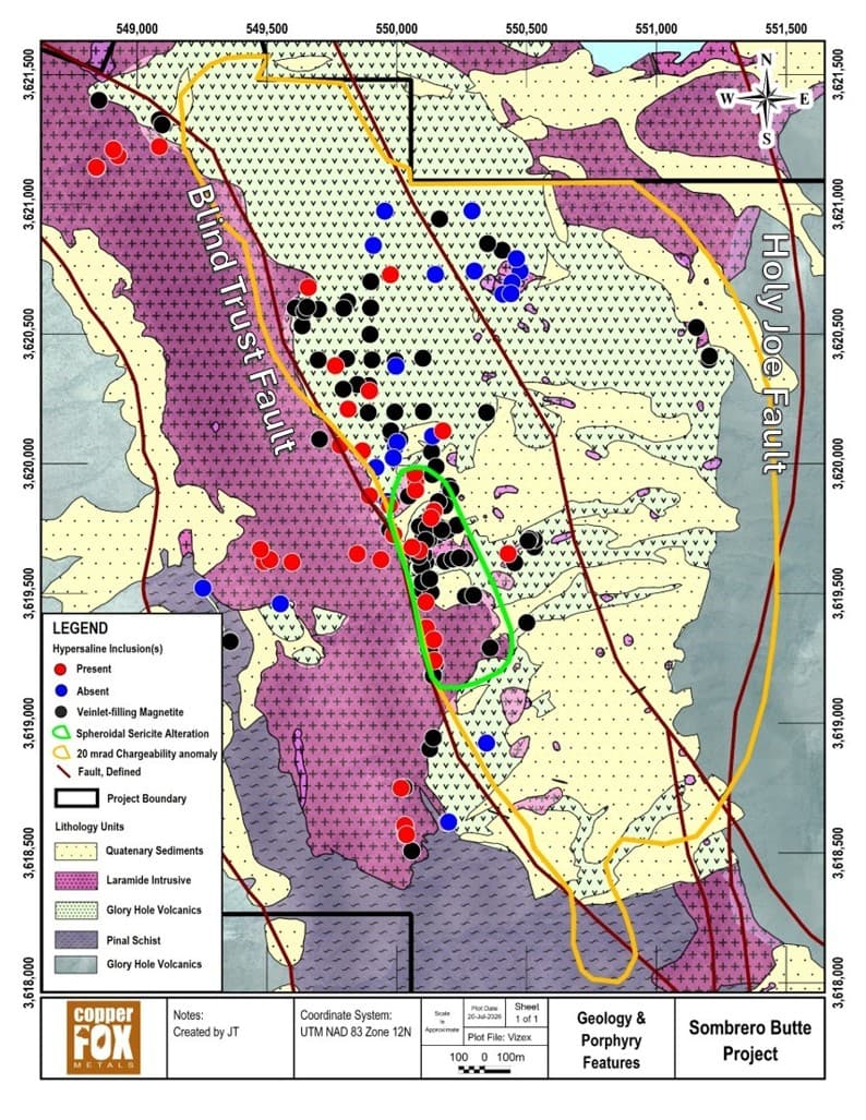 Geology and Porphyry related features of the Sombrero Butte project