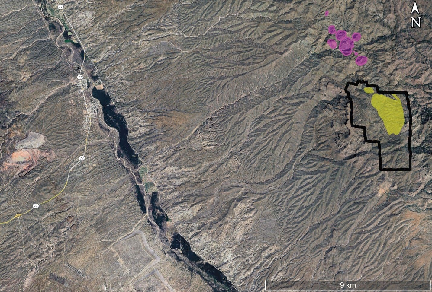Regional aerial view of the Sombrero Butte project area