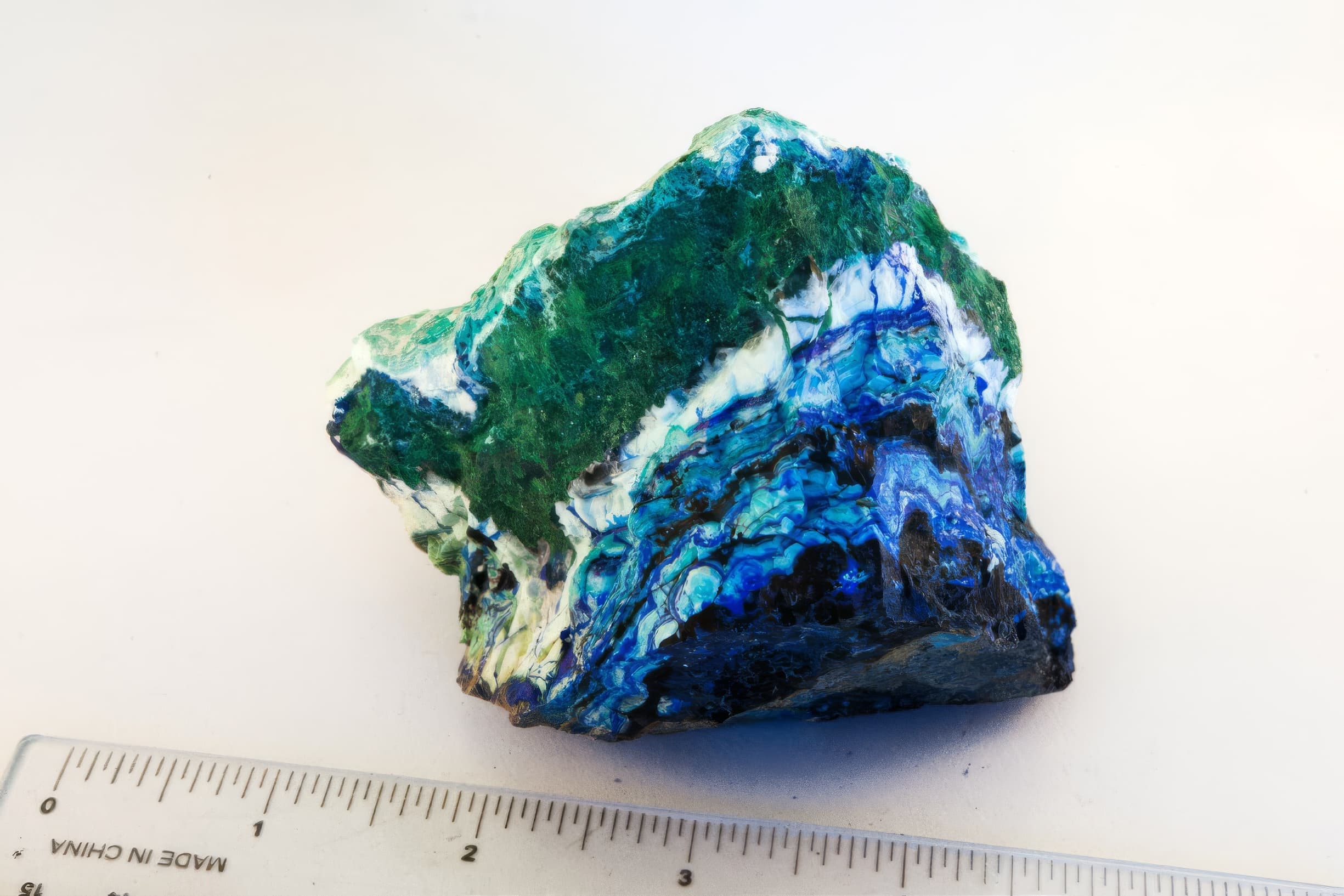 Hand specimen of azurite and malachite copper mineralization from the Van Dyke mine