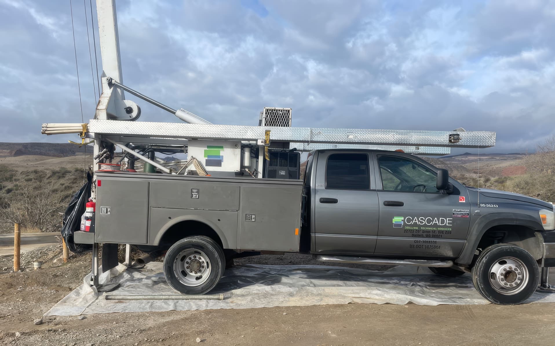 Drill rig truck conducting hydrogeological work at the Van Dyke project
