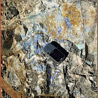 Azurite Mineralization in Pinal Schist 1.5 kms SW of Van Dyke Deposit