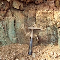 Copper mineralization in outcrop